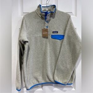 Patagonia Women’s XL Synchilla Snap-T Fleece Pullover Jacket Oatmeal Blue NWT